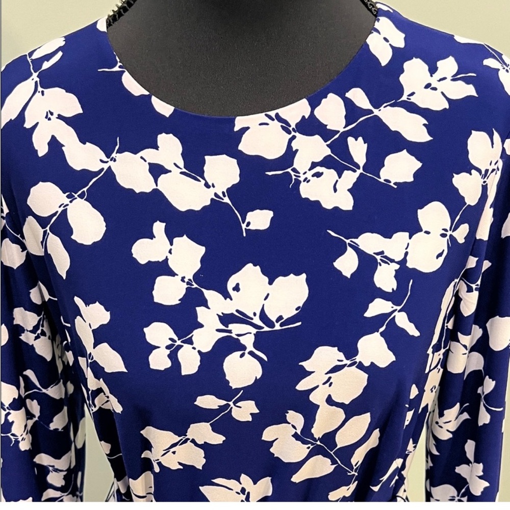 Ralph Lauren Navy and White Floral Long Sleeve Dress